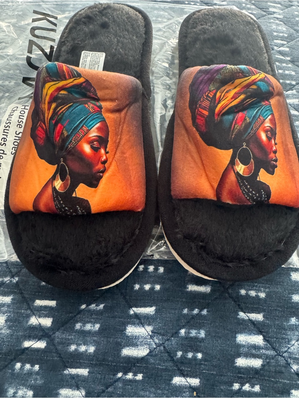 Soft African Print Slippers Size 8/8.5